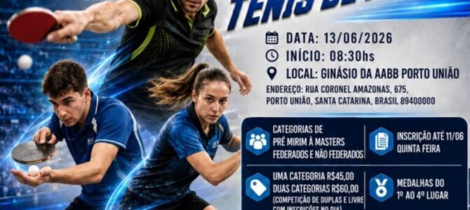 PORTO UNIÃO VOLTA AO CIRCUITO ESTADUAL E RECEBE ETAPA DA LIGA MEIO-OESTE CATARINENSE DE TÊNIS DE MESA, APÓS, MAIS DE UMA DÉCADA
